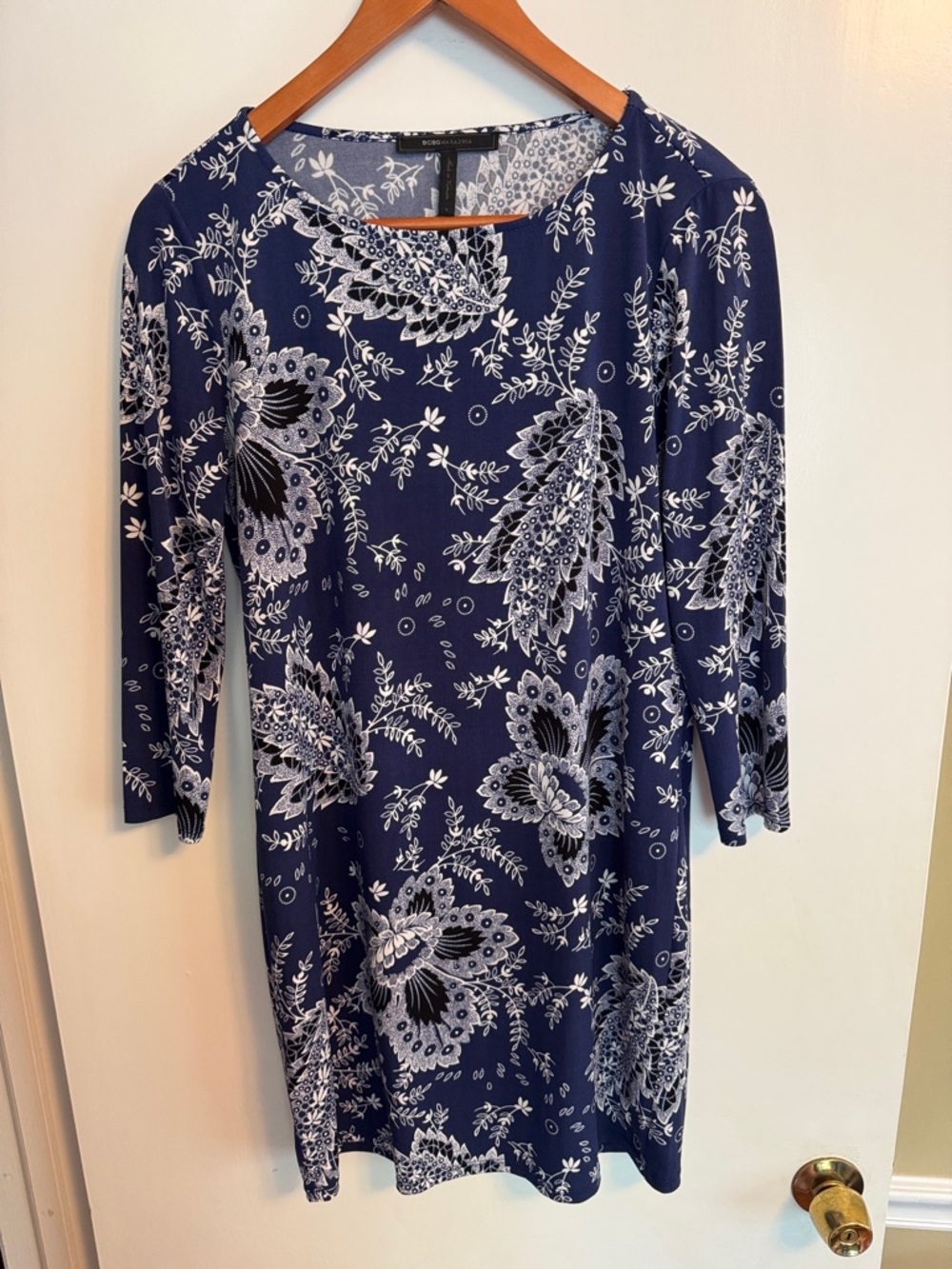 BCBG Women's Navy Floral Print Dress